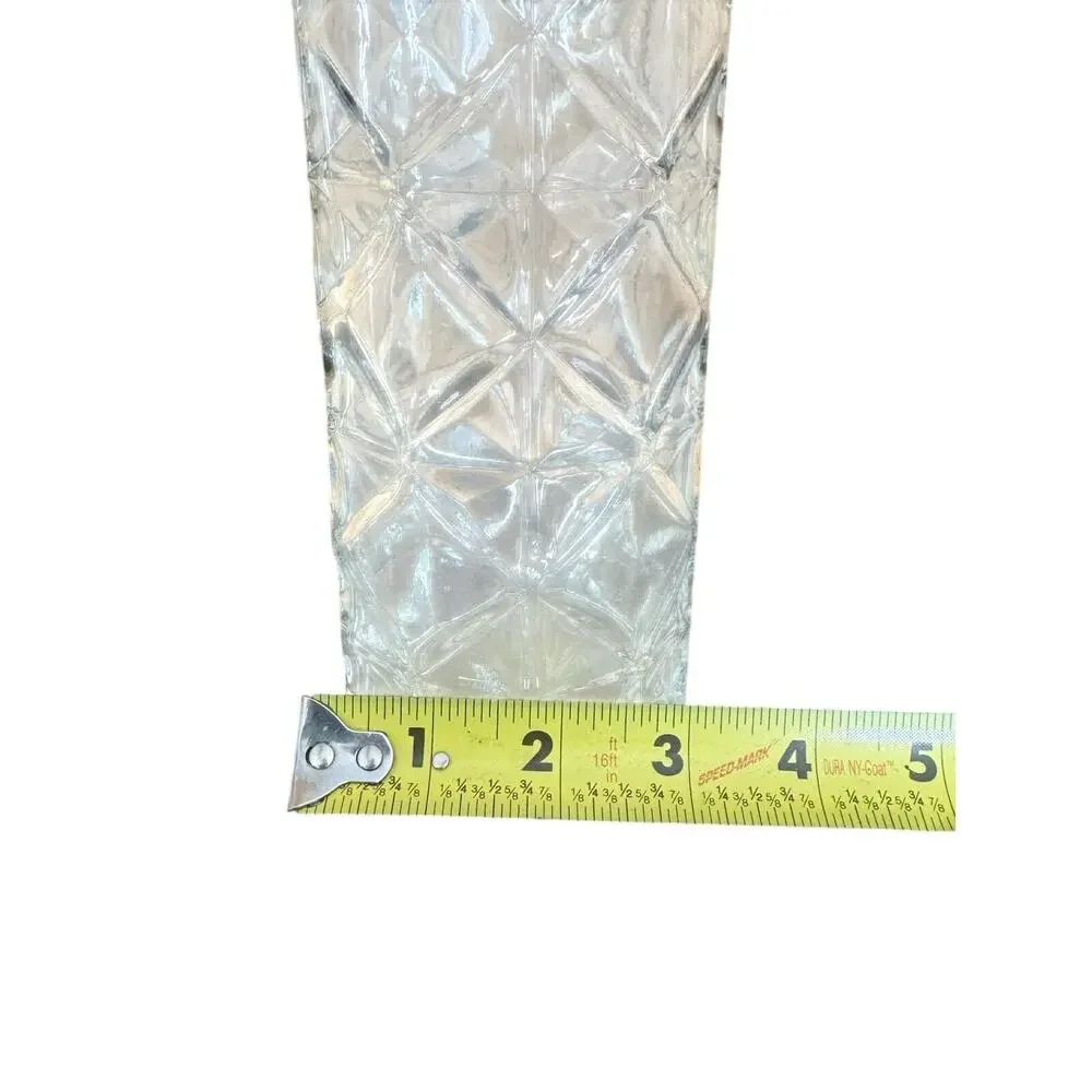 Vintage Mid Century Diamond Pattern Glass Whiskey Decanter 1950s/60s 12”